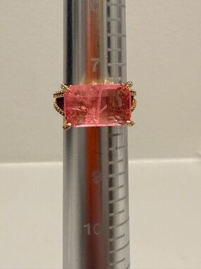 Bomb Party NWOT! Gold-Tone Women's Ring with Pink Rectangular Gemstone